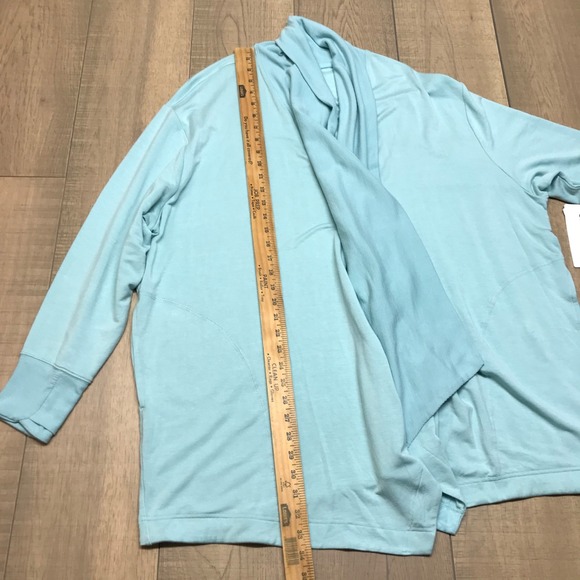 Athleta Cardigan Pranayama Wrap Womens Size 2X Green Relaxed Open Front Cozy NEW - Picture 8 of 11